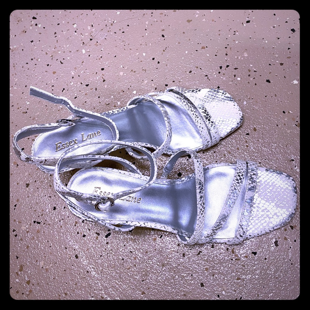 Essex Lane snake leather white sandal - brand new